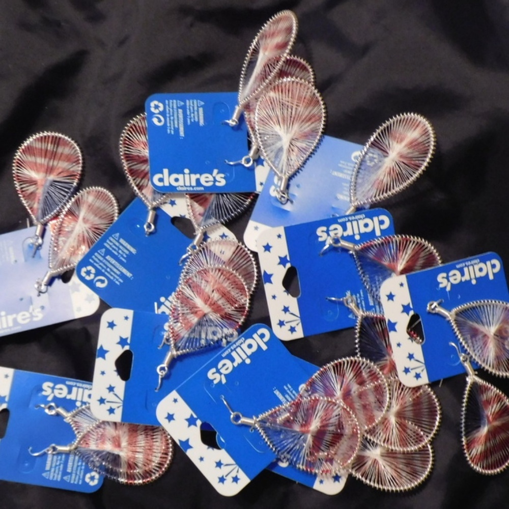 ROUND FLAG EAR RINGS 10 PAIRS IN PACK